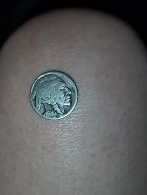 1935 Vintage Silver-Tone Buffalo Nickel Coin Accent - Gray